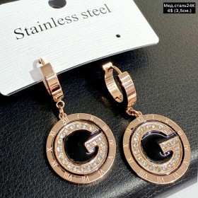 Сережки мед.сталь24К 10516 (3.5см)